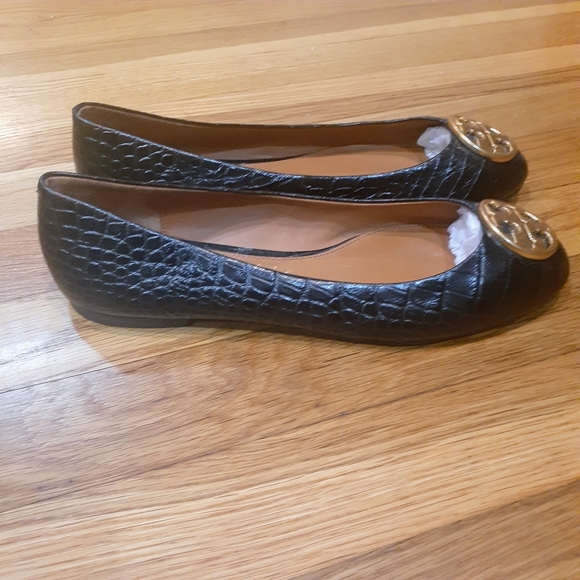 Tory Burch Chelsea Ballet Flats Croco Emboss Women's Size 7.5 Black  Tory Burch - Picture 2 of 4